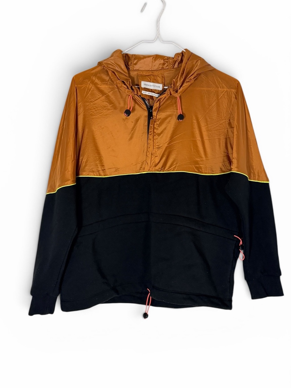 Urban Outfitters Copper Windbreaker with Black Trim and Pink Drawcords